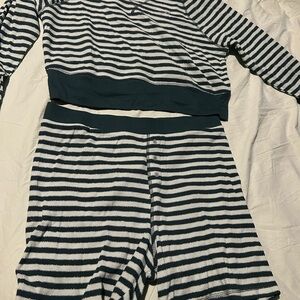 Victoria's Secret Black and White Striped Pajama Set
